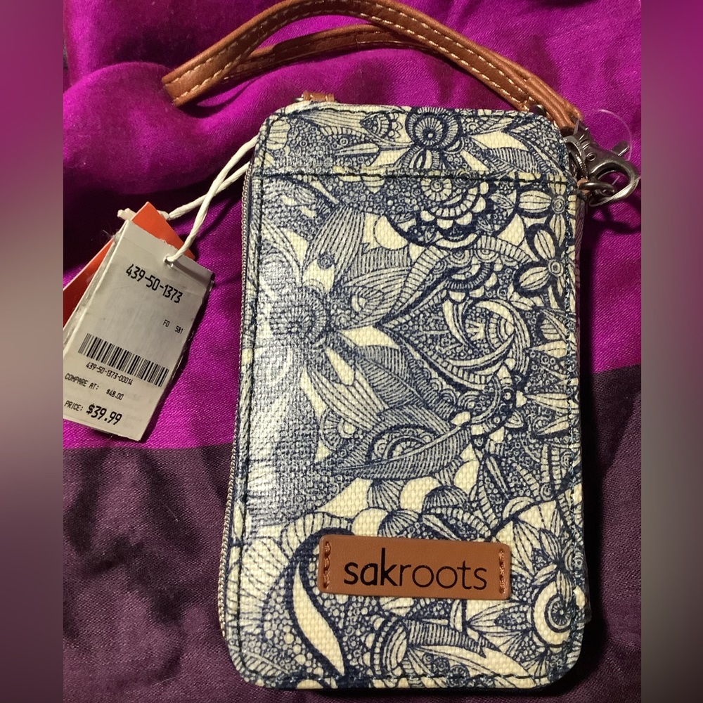 Sakroots Blue and Brown Crossbody Bag with Sunburst Design - Picture 3 of 5